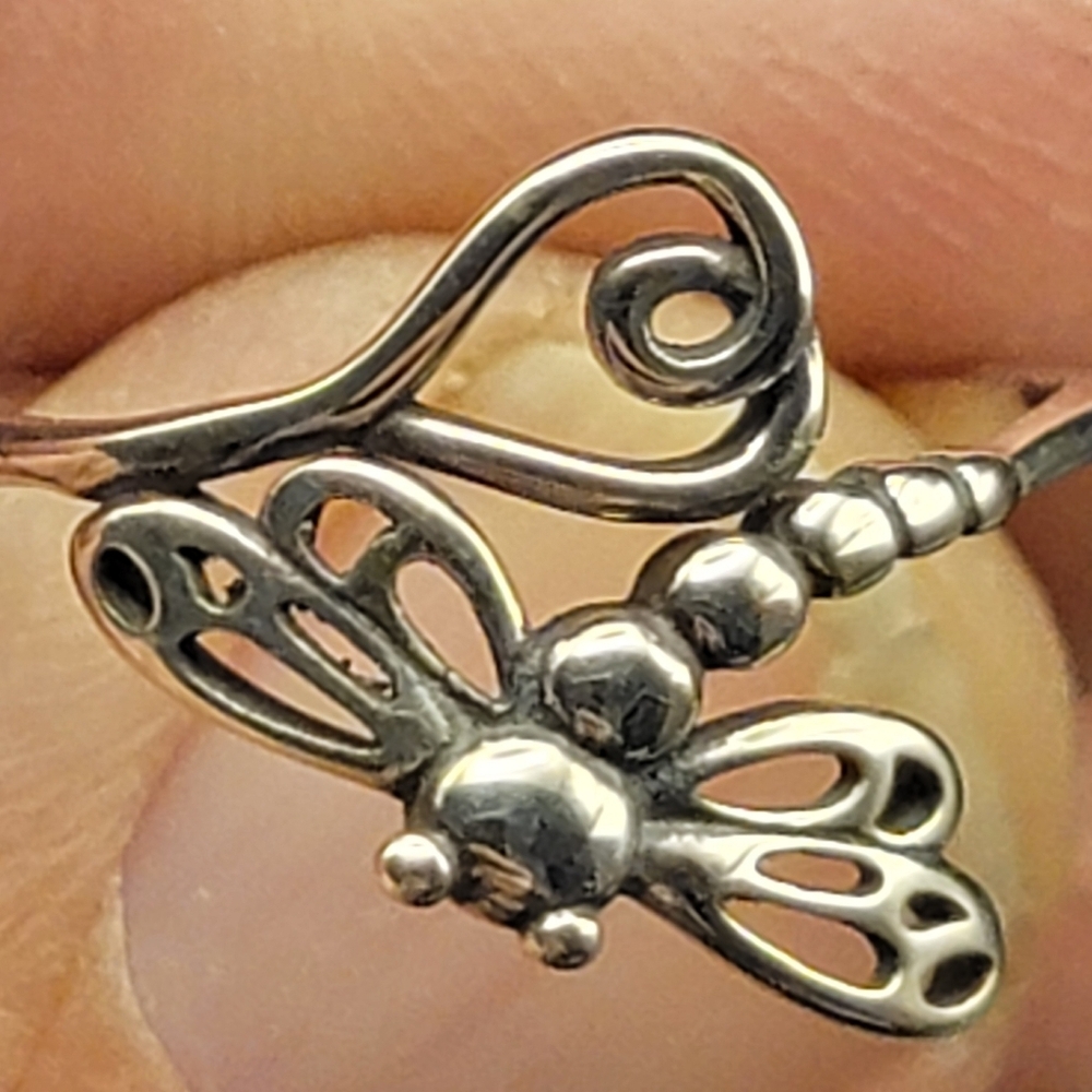 Elegant 925 Sterling Silver Womens Dragonfly Ring Size 9 - Picture 9 of 11